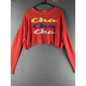 SHOW ME YOUR MUMU Women S Sweater Cha Cha Cha Cropped Oversized Long Sleeve